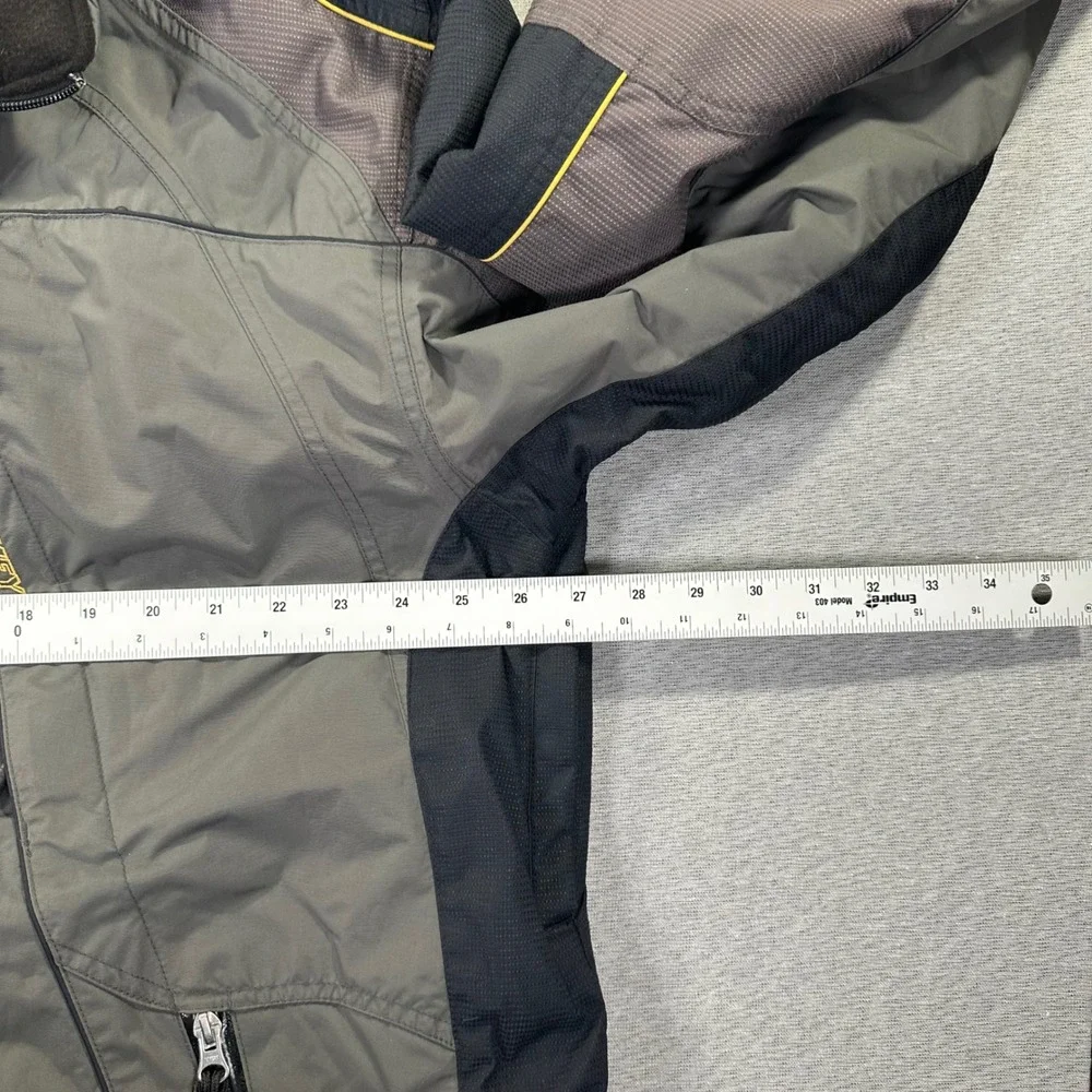 Obermeyer Mach 1 Speed Ski Jacket Mens XL Grey Black Yellow Waterproof Hooded